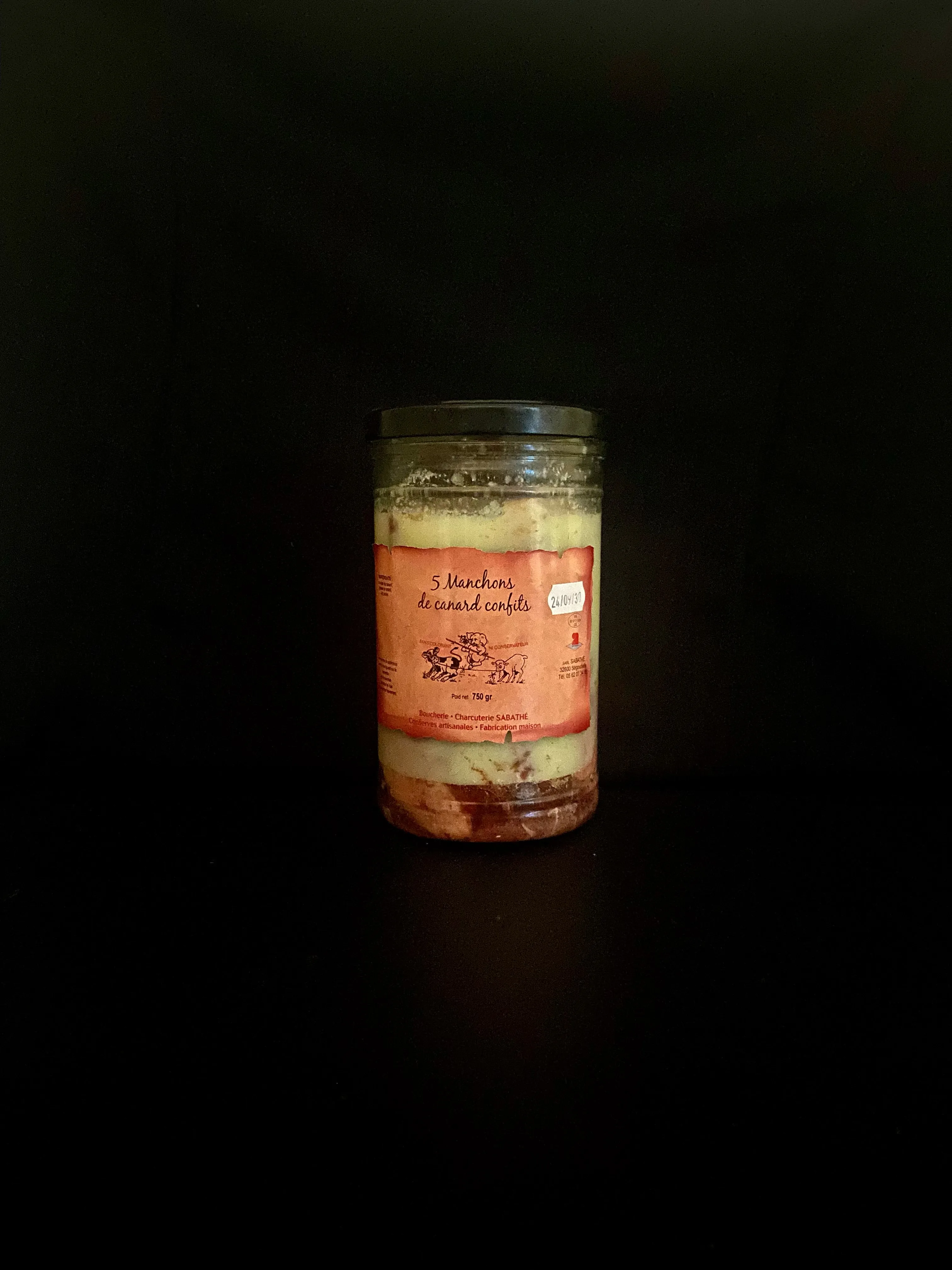 Cinq manchons de canard confit